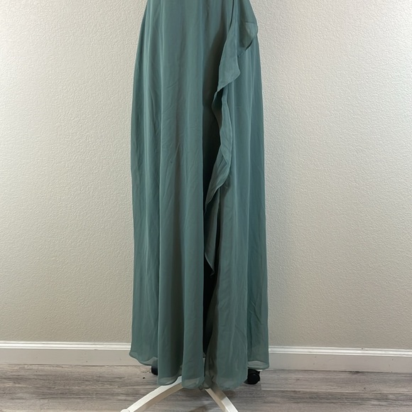 Birdy grey dusty green maxi dress with ruffles size medium - Picture 3 of 8